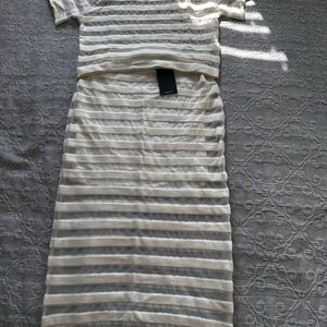 Elegant White Striped Dress